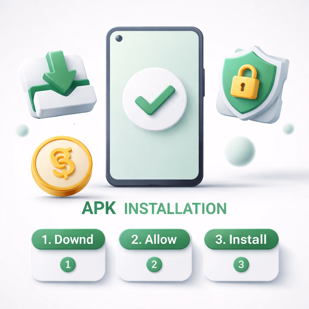 বাংলাদেশে একটি Android হ্যান্ডসেটে 777TK APK ইনস্টলেশন ওয়াকথ্রু দেখানো হচ্ছে